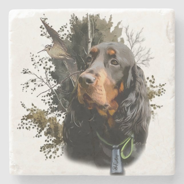 Porta-copo De Pedra Gordon Setter (Frente)
