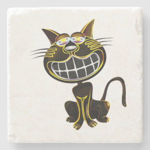 PORTA-COPO DE PEDRA GORDURA DE NEGRO E DE GATO AMARELO BRILHO