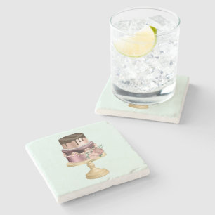 Porta-copo De Pedra Gotas de chocolate e bolo de luxo Dourado de Rosa