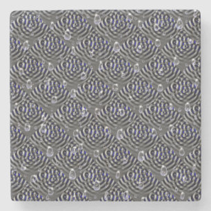 Porta-copo De Pedra Gotas de chuva no metal azul de cinza