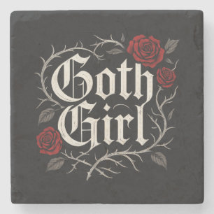 Porta-copo De Pedra Gótico Garota Rosa vermelha Atorna Tipografia Góti