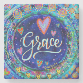 Porta-copo De Pedra Grace Blue Whimsic Drink Inspiracional