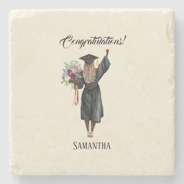 Porta-copo De Pedra Graduação personalizada de aquarela (7) (Frente)