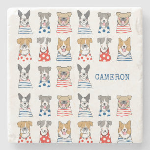 Porta-copo De Pedra Gráfico de Cachorros Brancos Engraçados e Bonitos 