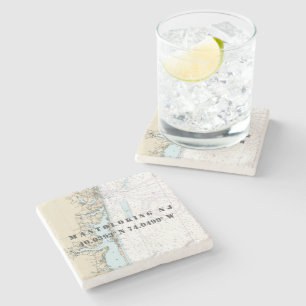 Porta-copo De Pedra Gráfico náutico Autenticado de Nova Jersey