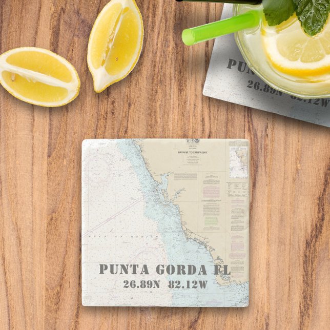 Porta-copo De Pedra Gráfico náutico Autêntico 🌊 Flórida do Sudoeste (Southwest Florida 🌊 Authentic Nautical Chart Stone Coaster
)