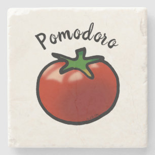 Porta-copo De Pedra Gràfico Rústico de Tomate Italiano Pomodoro