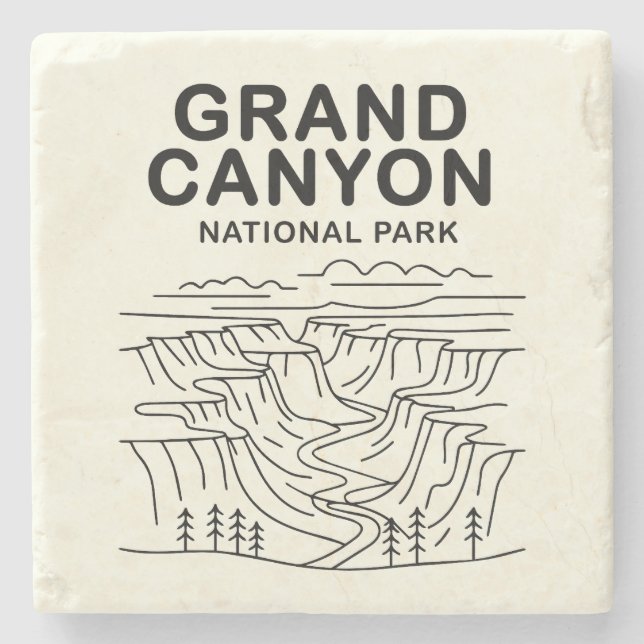 Porta-copo De Pedra Grand Canyon National Park Line Art (Frente)