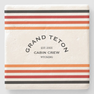 Porta-copo De Pedra Grand Teton Cabin Club Custom Crest Park Stripe