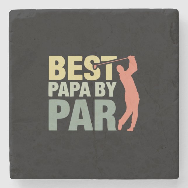 Porta-copo De Pedra Grandfather Quotes | Best Papa By Par Golf (Frente)