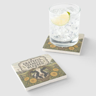 Porta-copo De Pedra Gratificado, Agradecido, Abençoado
