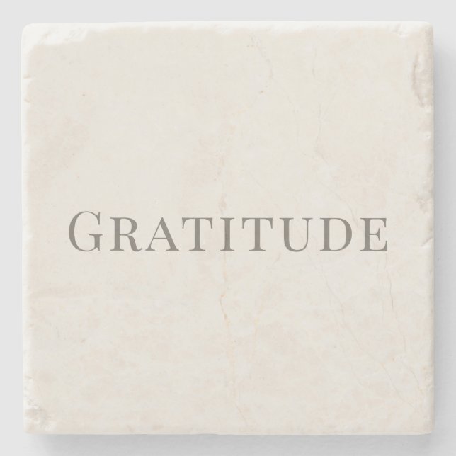 Porta-copo De Pedra Gratitude – Minimal Typography Design (Frente)