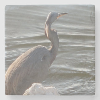 Porta-copo De Pedra Great Blue Heron by the Water