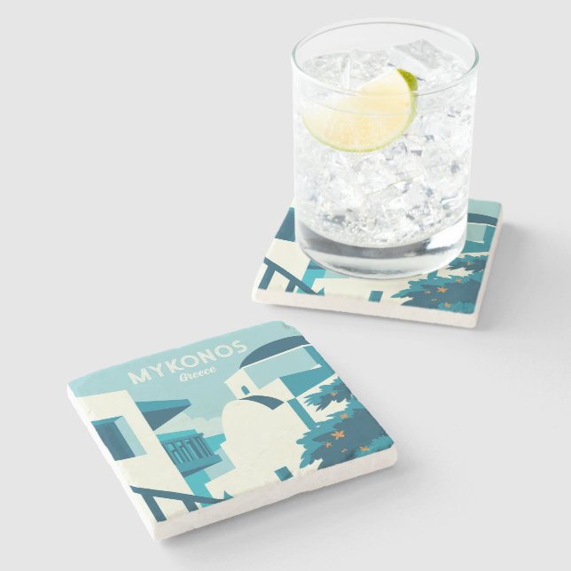 Porta-copo De Pedra Grécia de Texto Personalizada (Lateral)