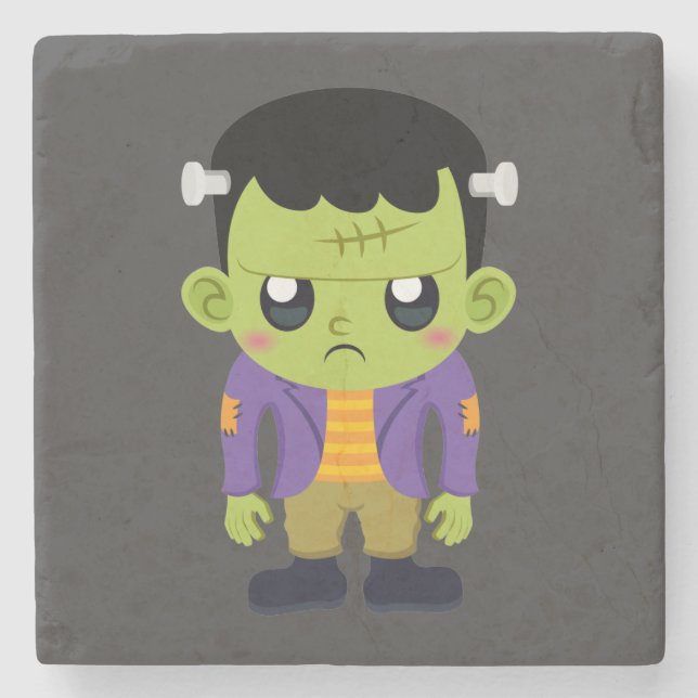 Porta-copo De Pedra Green Frankenstein Monster Halloween (Frente)