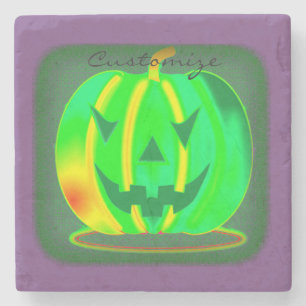 Porta-copo De Pedra Green Jack o'lantern Halloween Thunder_Cove