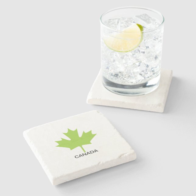 Porta-copo De Pedra Green Maple Leaf Canada (Lateral)