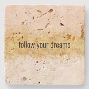 Porta-copo De Pedra Grelha de Aquarela Rosa Dourada