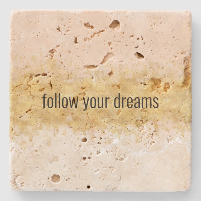 Porta-copo De Pedra Grelha de Aquarela Rosa Dourada (Frente)