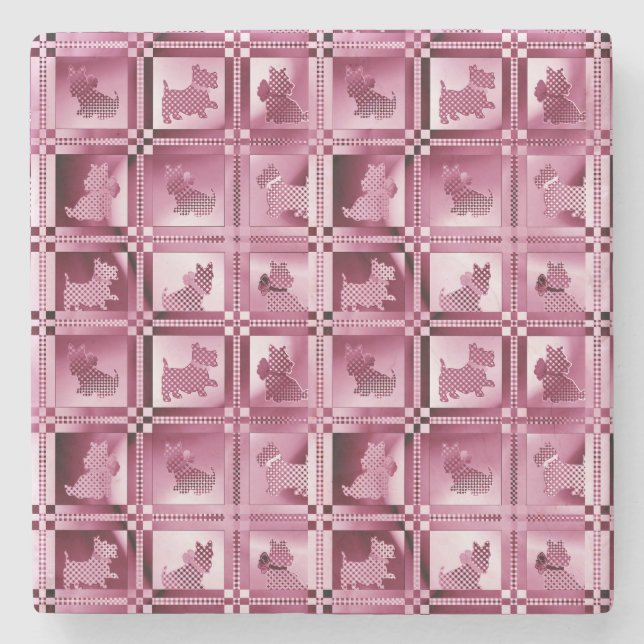 Porta-copo De Pedra Grelha de Cachorros Scottie Puppies (Frente)