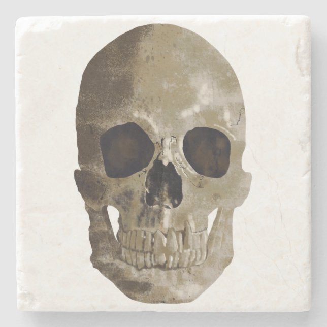 Porta-copo De Pedra Grungy Skull Halloween (Frente)