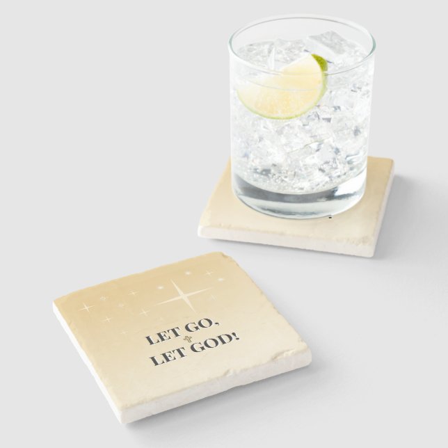 Porta-copo De Pedra Guiding Light Let Go Let God Cross (Lateral)