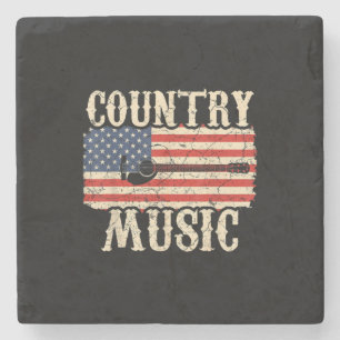 Porta-copo De Pedra Guitarista Country Music Guitar American Flag Bira