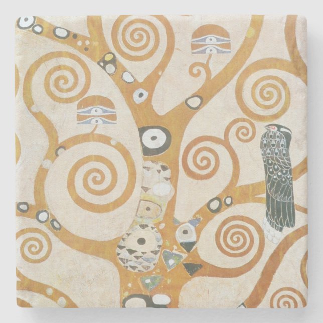 Porta-copo De Pedra Gustav Klimt A Árvore Da Vida Art Nouveau (Frente)