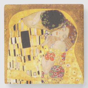 Porta-copo De Pedra Gustav Klimt A Pintura Clássica Beija