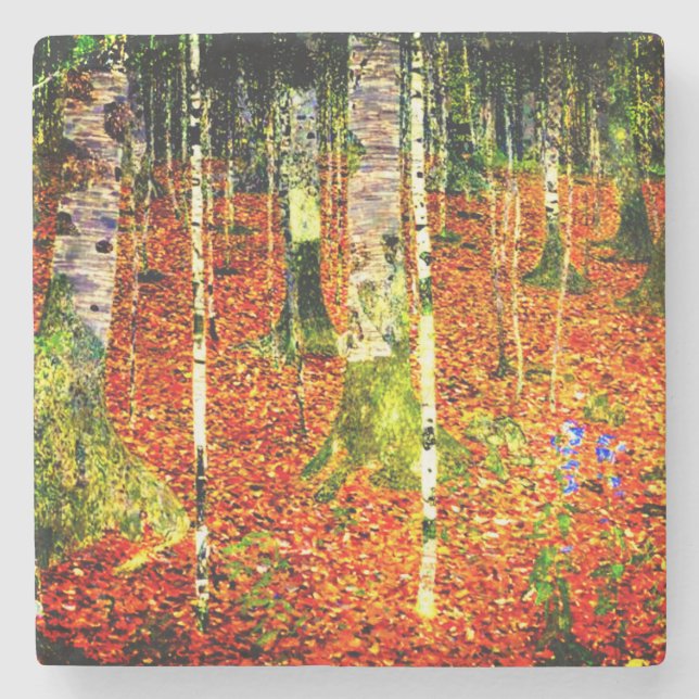 Porta-copo De Pedra Gustav Klimt Birch Trees (Frente)