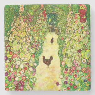 Porta-copo De Pedra Gustav Klimt Garden com Galinhas