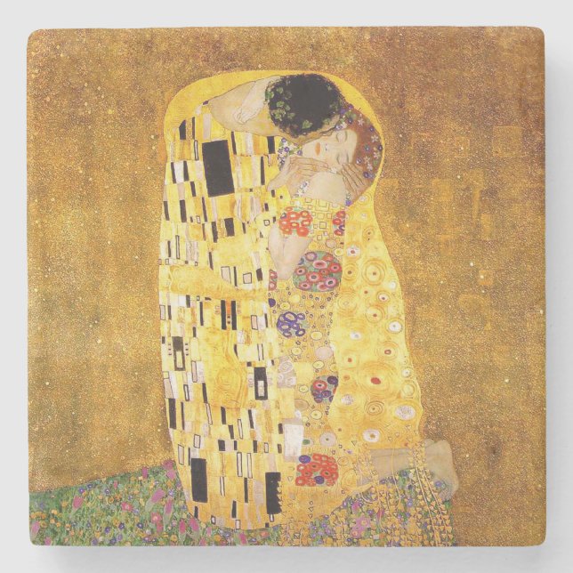Porta-copo De Pedra Gustav Klimt "O Beijo" (Frente)