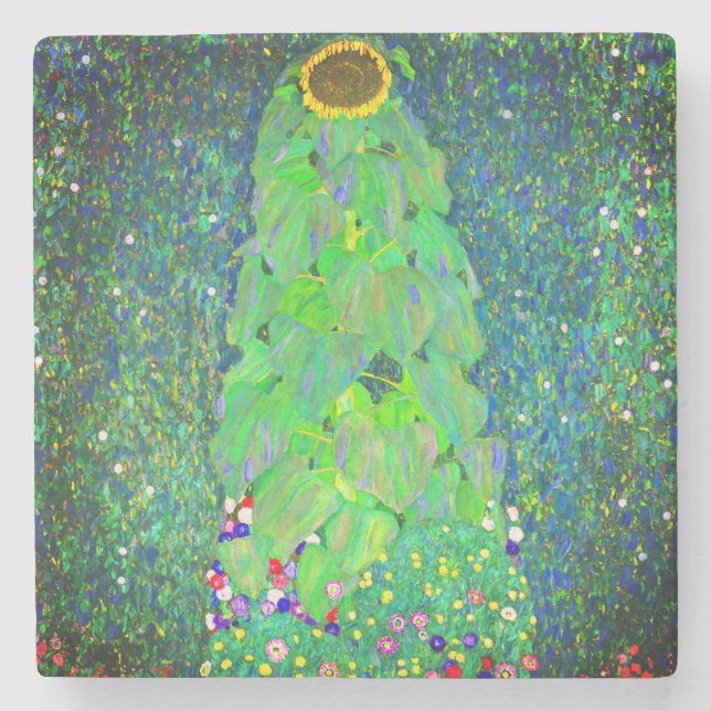Porta-copo De Pedra Gustav Klimt Sunflower (Frente)