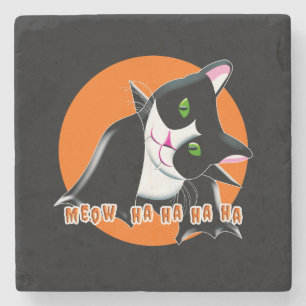 Porta-copo De Pedra Halloween Cat