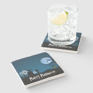 Porta-copo De Pedra Halloween Fantasmas em Graveyard