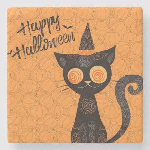 Porta-copo De Pedra Halloween/gato/abóbora/queda