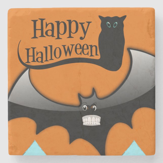 Porta-copo De Pedra Halloween Marble Stone Porta copos, Feliz Dia das  (Frente)