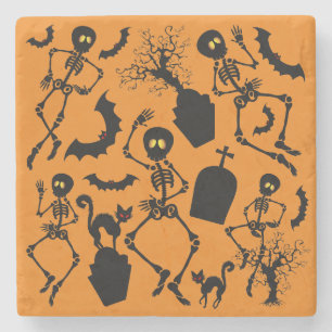 Porta-copo De Pedra Halloween Skeletons Macabre Dance