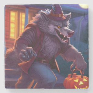 Porta-copo De Pedra Halloween/werewolf/outono/outono