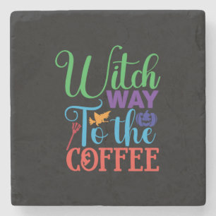 Porta-copo De Pedra Halloween Witch Caminhando Para O Café