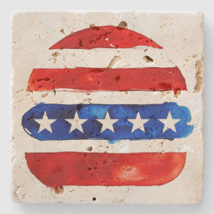 Porta-copo De Pedra Hamburger América (Pintura Branca Nº 4)