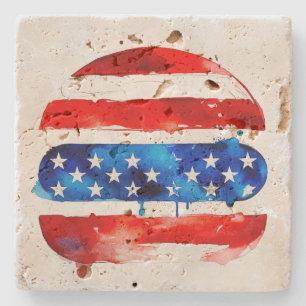 Porta-copo De Pedra Hamburger América (Pintura Branca No. 2)