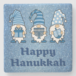 Porta-copo De Pedra Hanukkah Gnomo Trio Porta copos