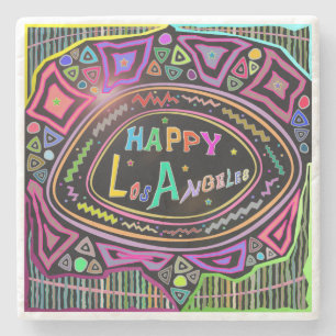 Porta-copo De Pedra Happy Art: Porta copos "Happy Los Angeles"