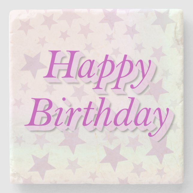 Porta-copo De Pedra Happy Birthday!! (Frente)