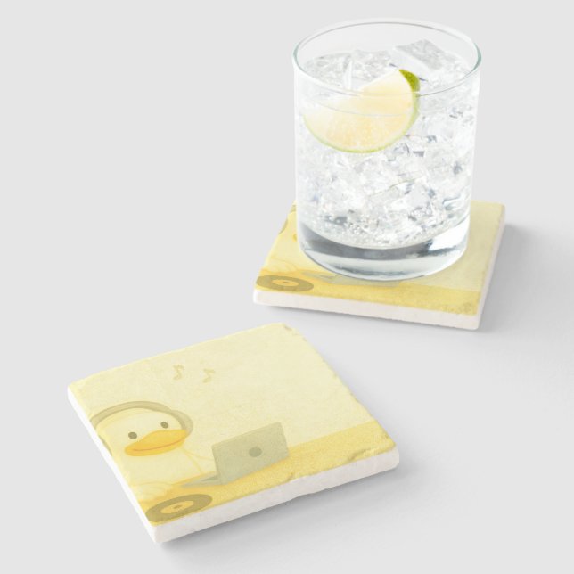 Porta-copo De Pedra Happy DJ (Lateral)