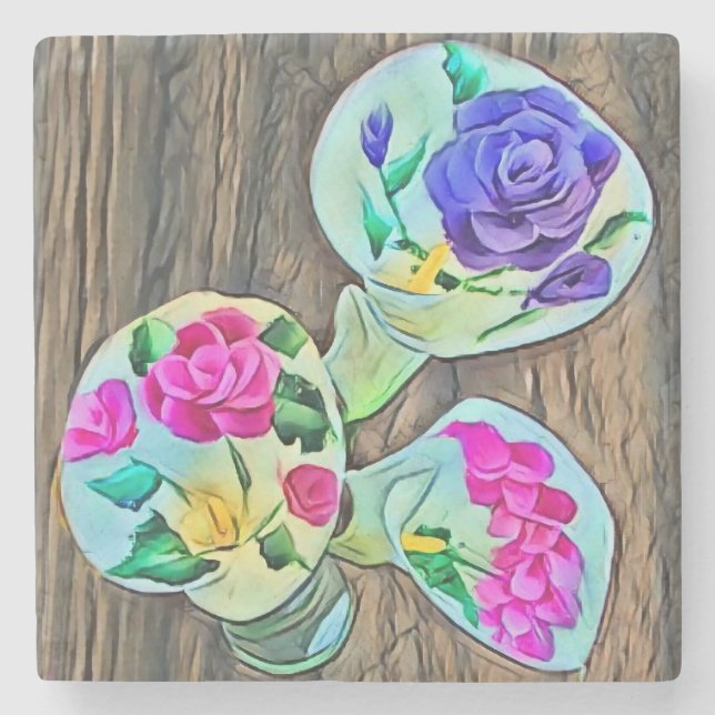 Porta-copo De Pedra Happy Lilys (Frente)