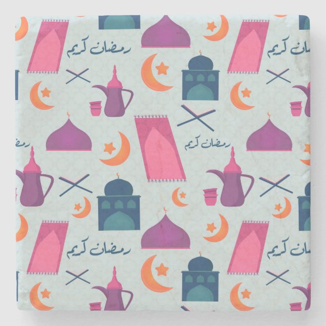Porta-copo De Pedra Happy Ramadan Pattern (Frente)