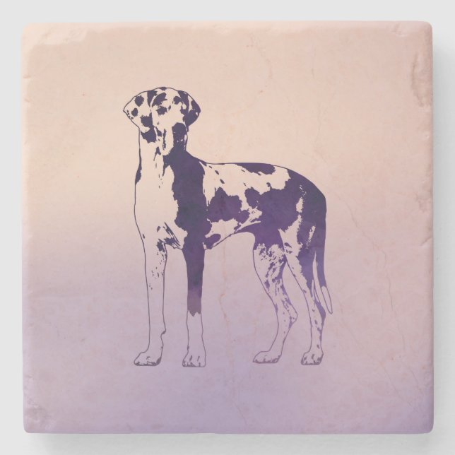 Porta-copo De Pedra Harlequin great dane (Frente)