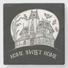 Porta-copo De Pedra Haunted House and Bats Halloween